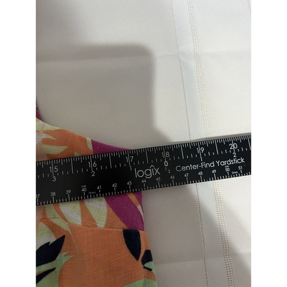 kaari blue 100% linen multi color floral Sleeveless print top Sz XS - Picture 5 of 7